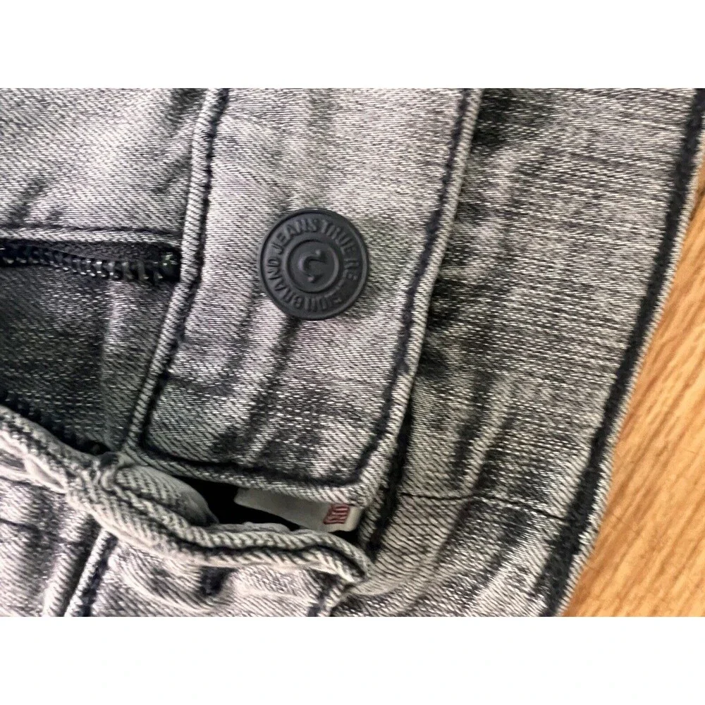 True Religion Relaxed Skinny Moto Jeans‎ Distressed Charcoal Mens 38